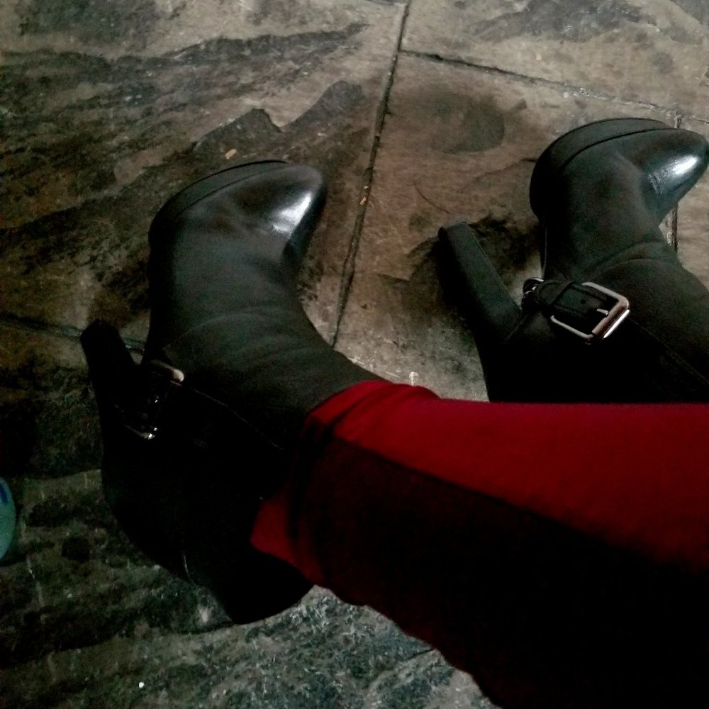 High heel platform ankle boots